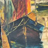 Painting without frame oil on canvas marine circa 1950
