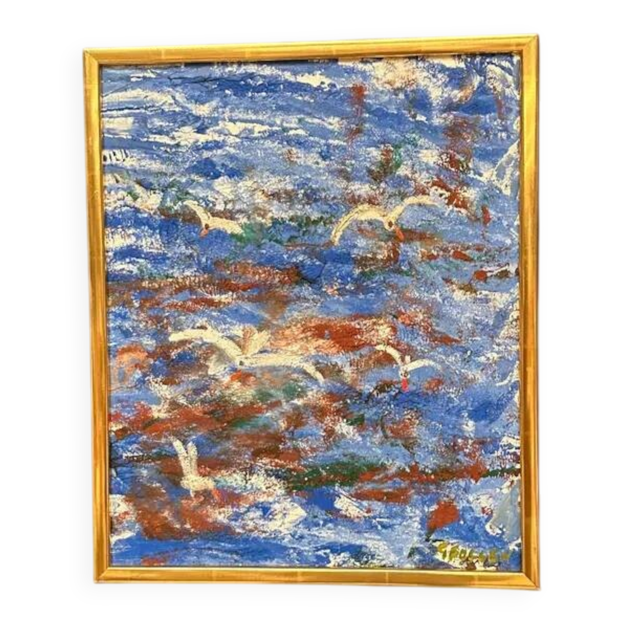 Original Swedish Oil on Canvas – “Storm” by Göta Fogler – Signed – Vintage & Framed – 50 × 42 cm (19.7" × 16.5")