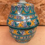 Ancienne Jarre A Beurre Jobbana Maroc Faïence Polychrome XIXÈME Vintage #B083