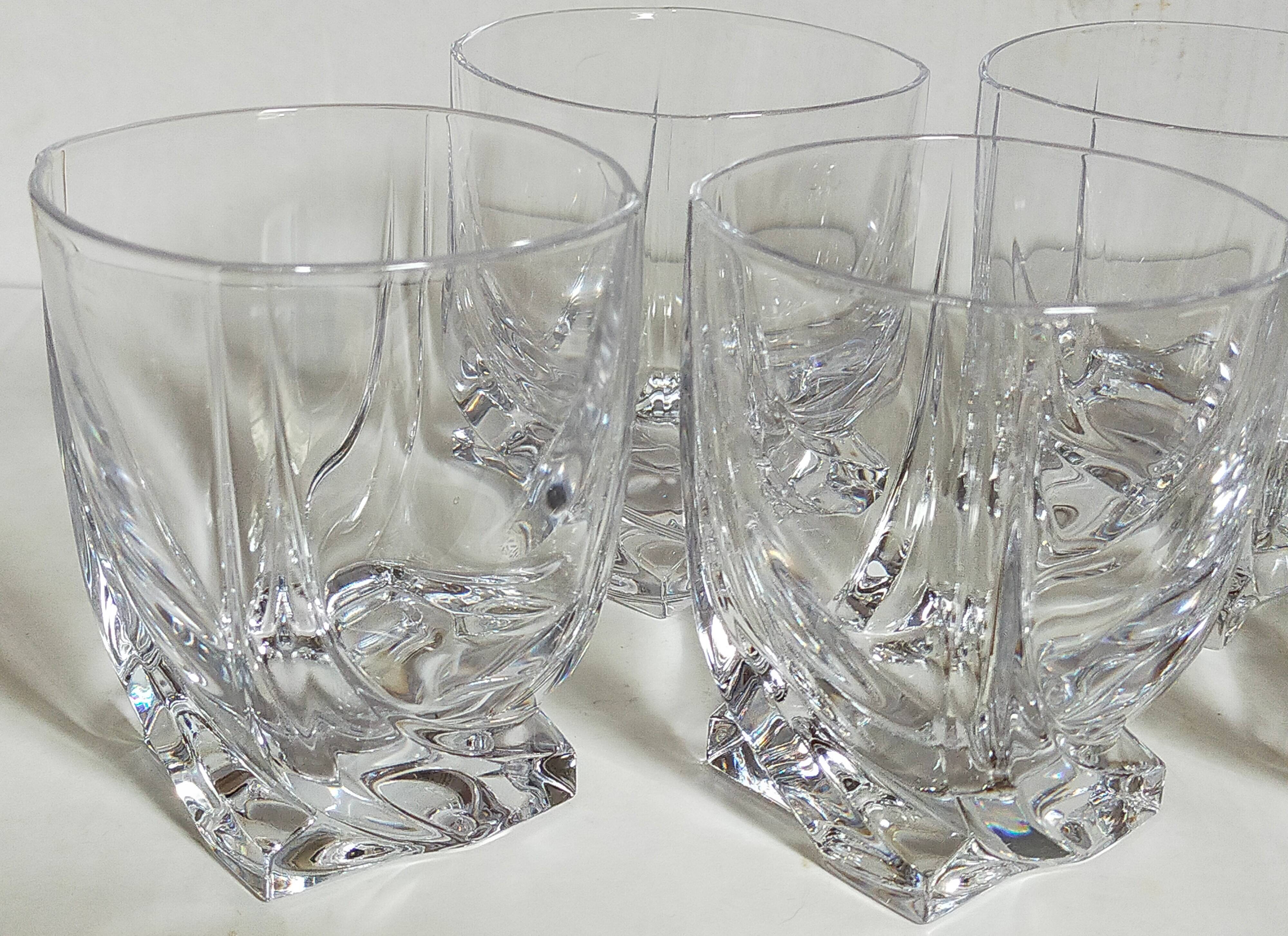 Five vintage crystal whiskey glasses