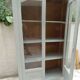 Renovated Art Deco display cabinet in grey-green.