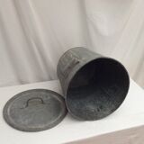 Zinc bucket old washing with 2 handles and lid dimension: height -32cm- D-34cm-