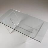 Plexiglas and glass coffee table "Les invisibles du marais", France 1980s