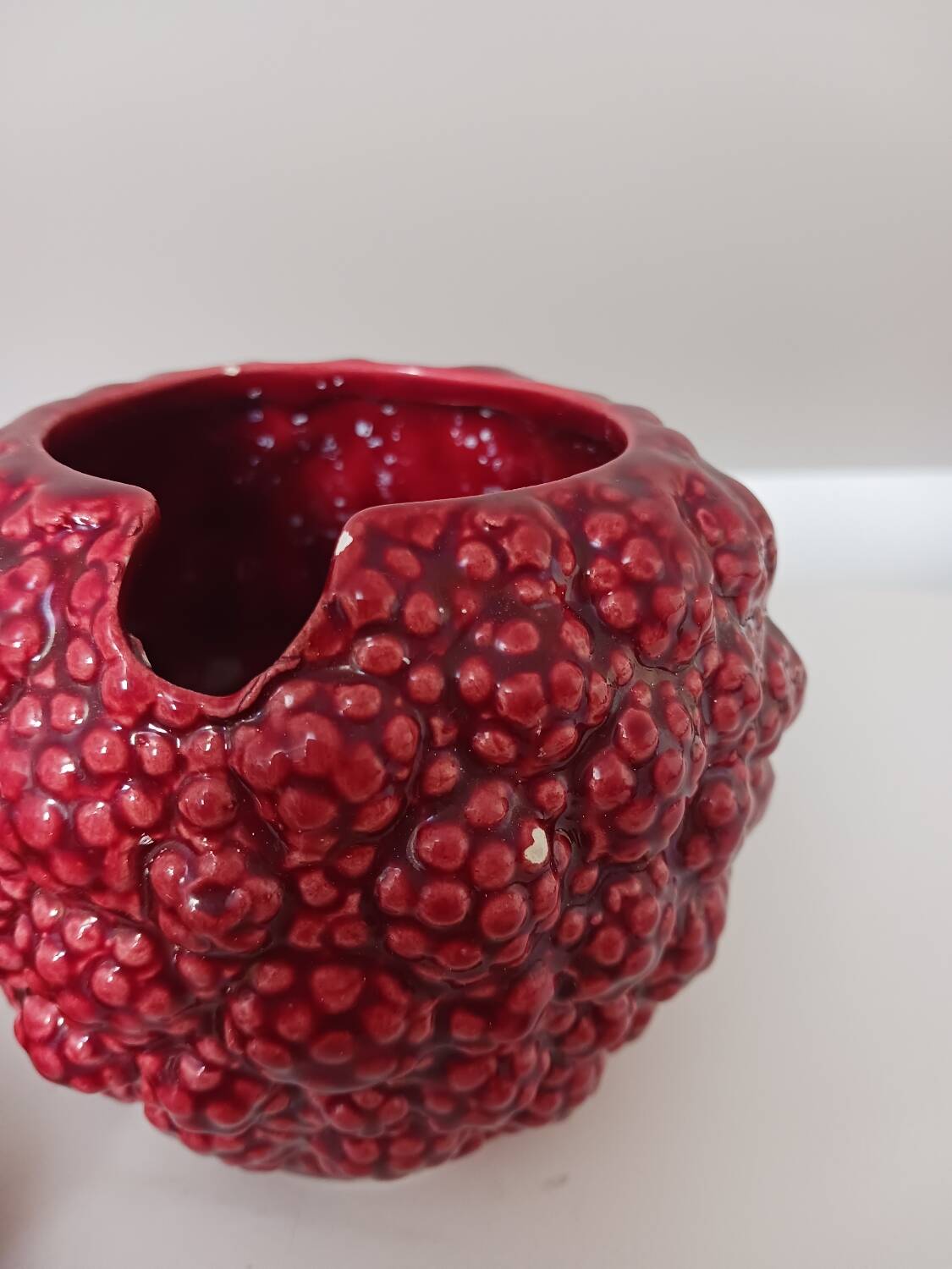 Raspberry slip sugar bowl