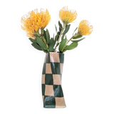 Green Check Twist Vase