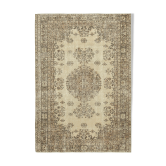 Handwoven anatolian beige carpet 182 cm x 270 cm