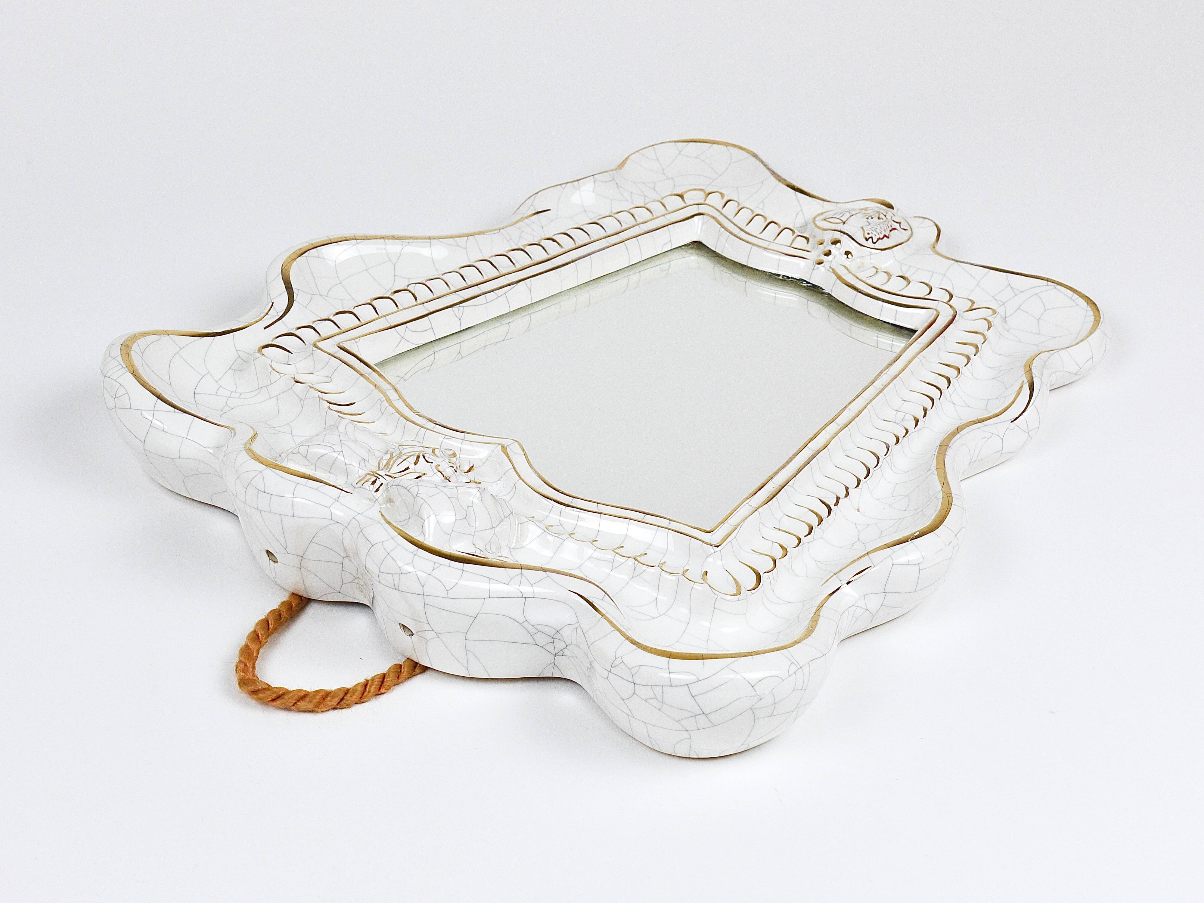 Art Deco Wall Mirror Theatre in Terracotta by Gmundner Keramik, Austria, 1930s