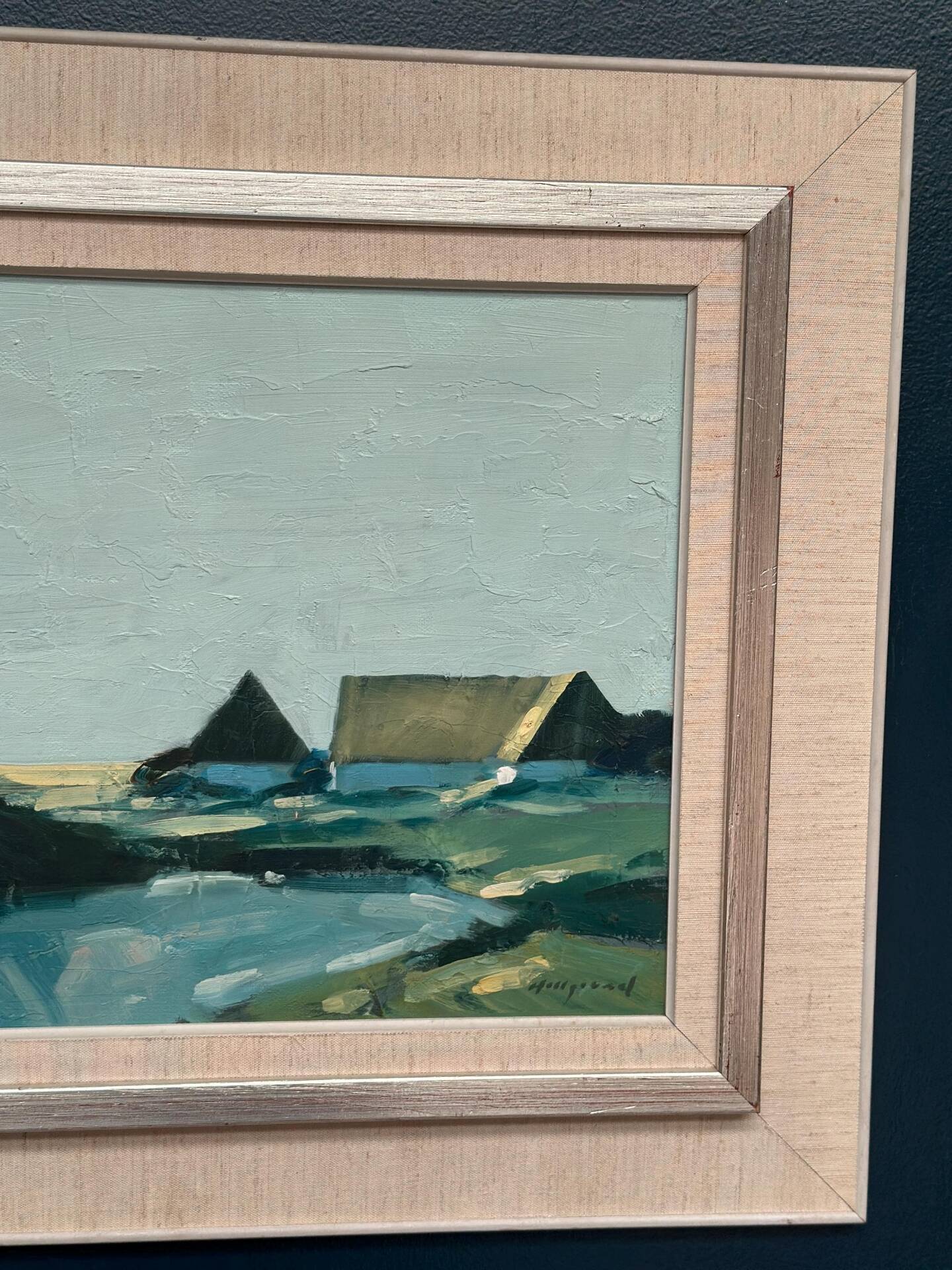 Swedish Oil on Canvas – “Farm by the Lake” by Bengt Hillgrund