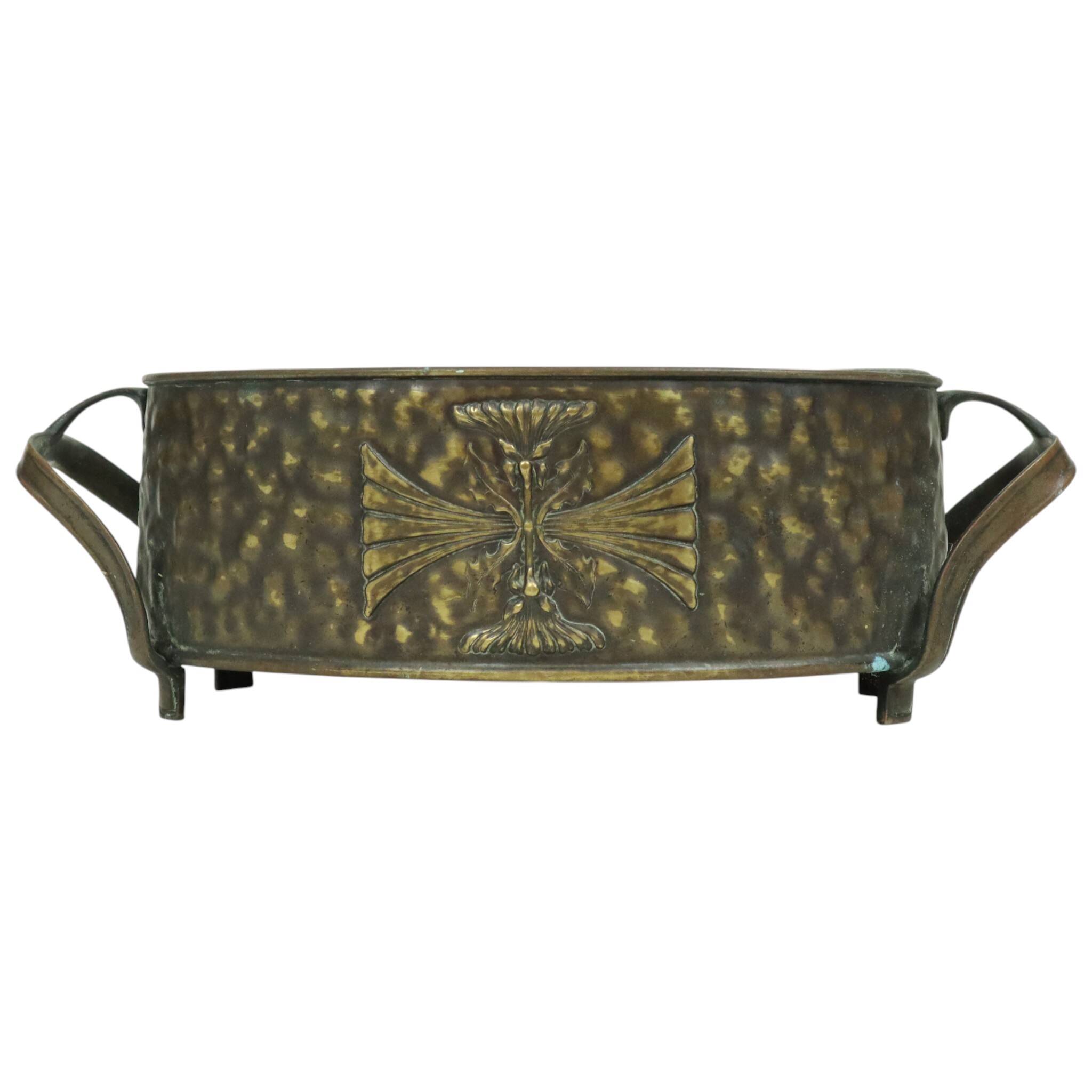 Antique Art Nouveau Brass Jardinière Planter