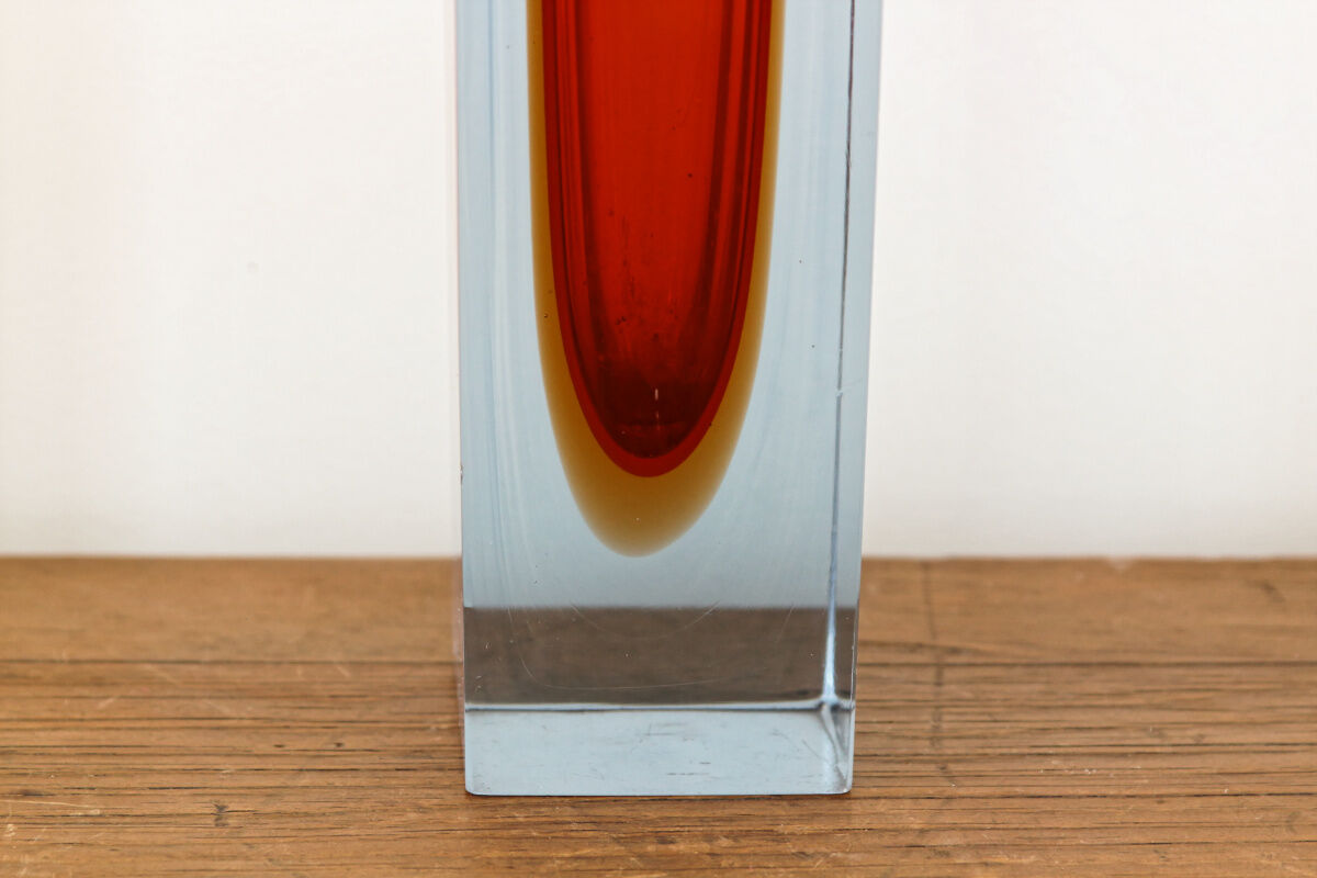Vintage glass vase by Murano Sommerso by Flavio Poli - 1960
