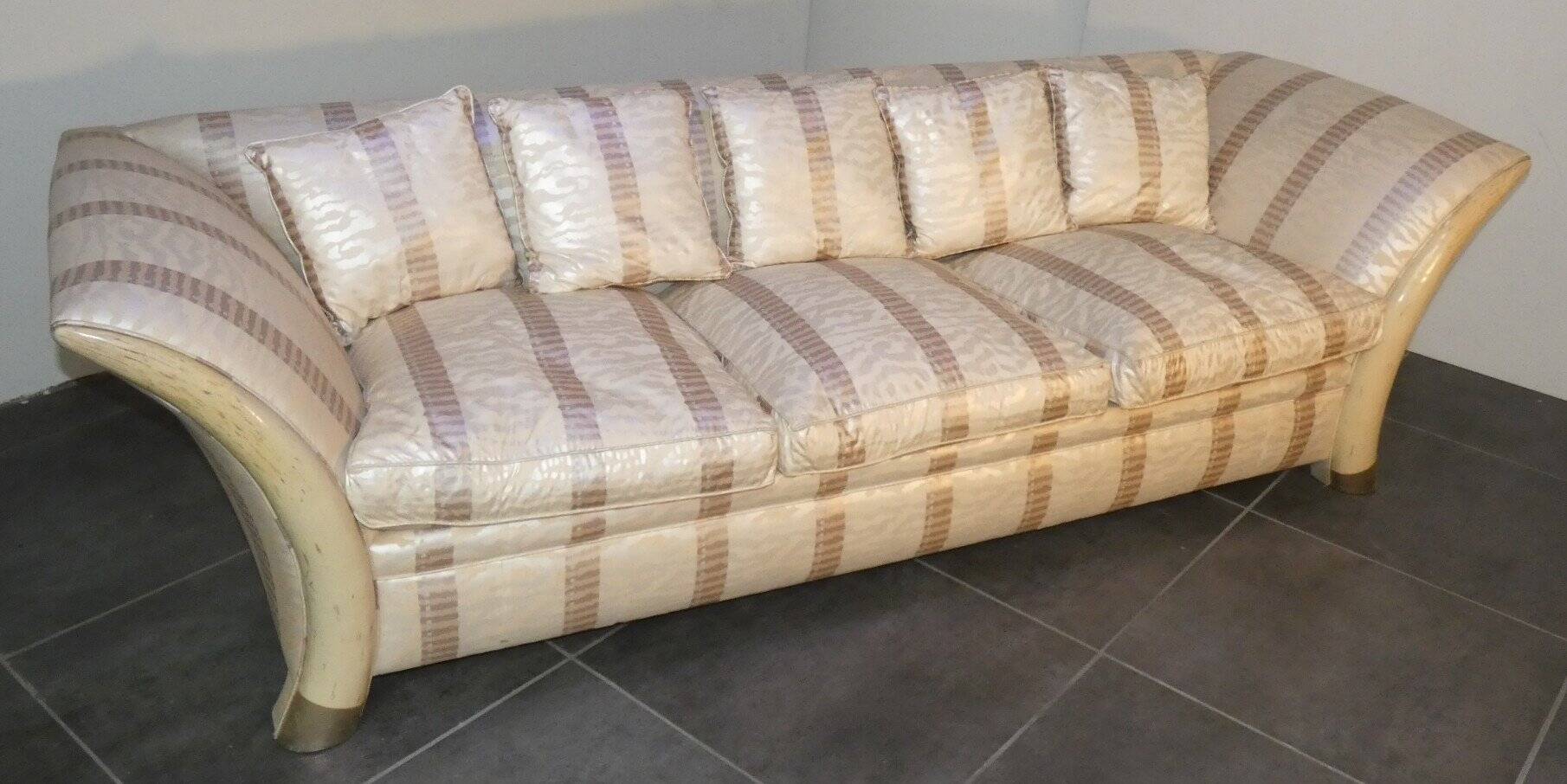 Sofa and armchair in colonial style with saber legs in resin, Italy, 1970s.