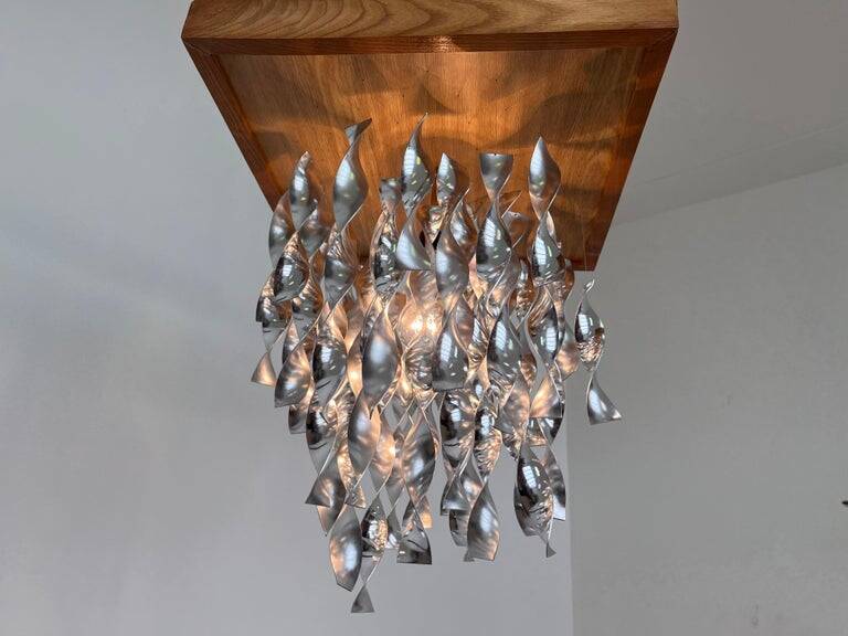 Design aluminium space age ceiling light/pendant - Czechoslovakia/1960s - 3pcs.
