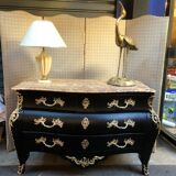 Chest of drawers "tomb" patinated black regency style