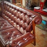 Scandinavian couch in the 60s in teak and skai