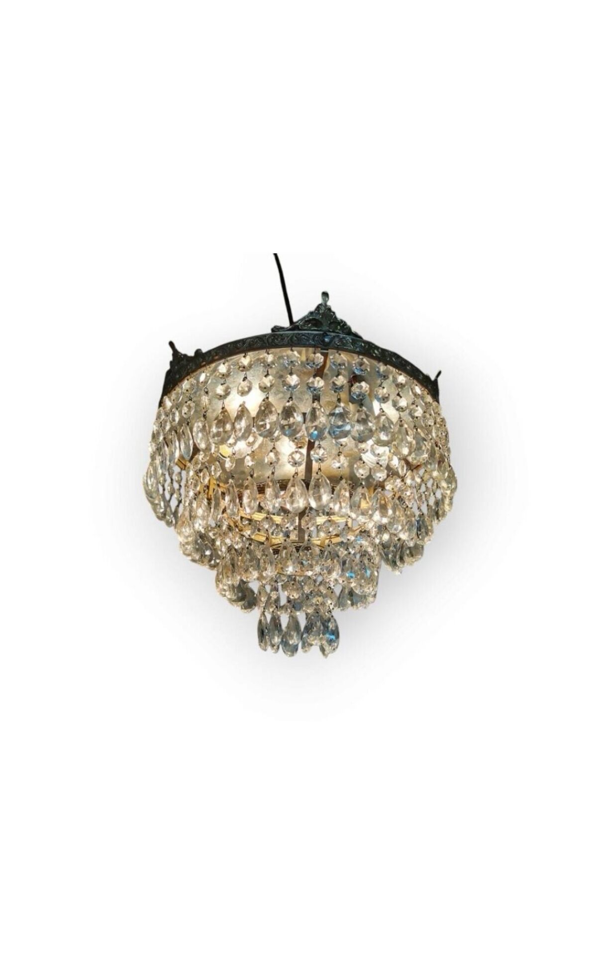 Bronze and Crystal Ceiling Light