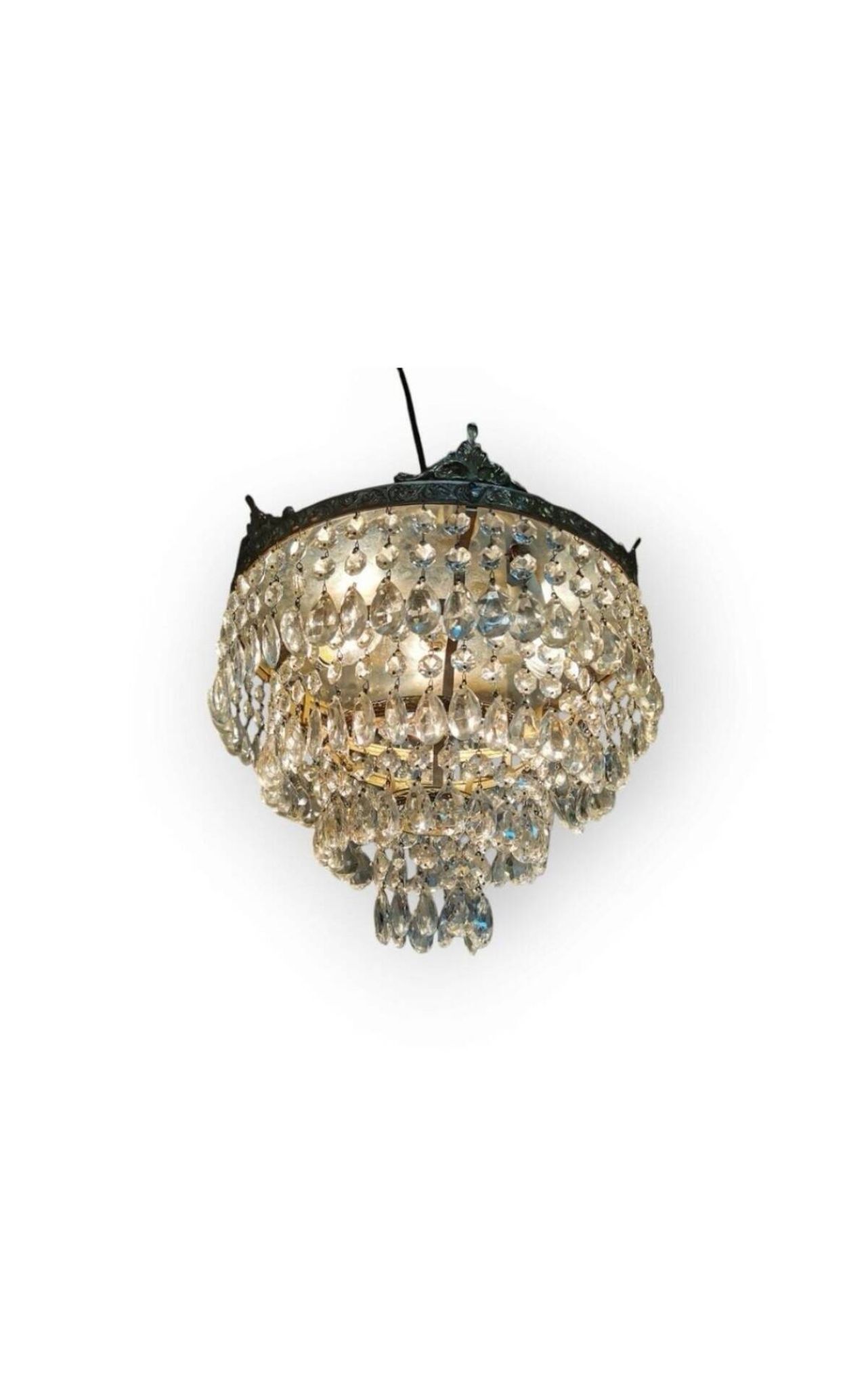 Bronze and Crystal Ceiling Light