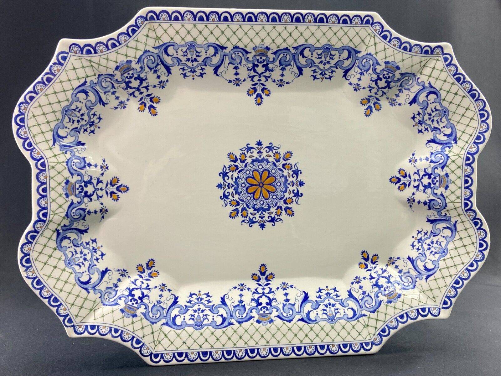 Very large Gien earthenware dish, Rouen decor