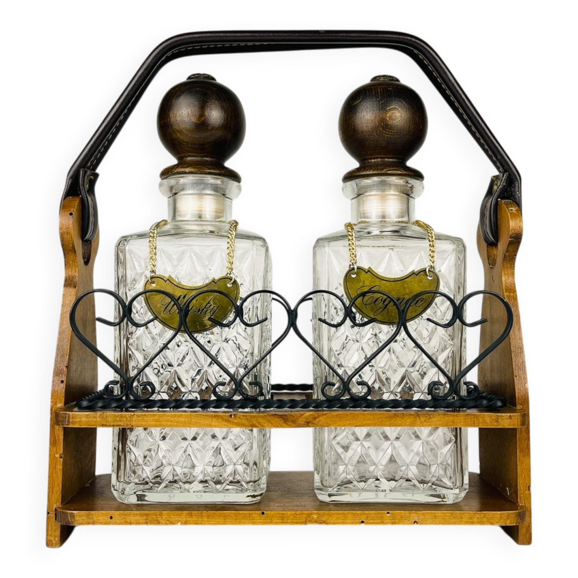 Tantalus Vintage Decanters for Cognac and Whisky, Italy, 1960s, set of 2