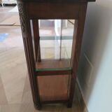 Shelf-Display case-with mirror & glass-Empire style-Walnut stain-1 drawer
