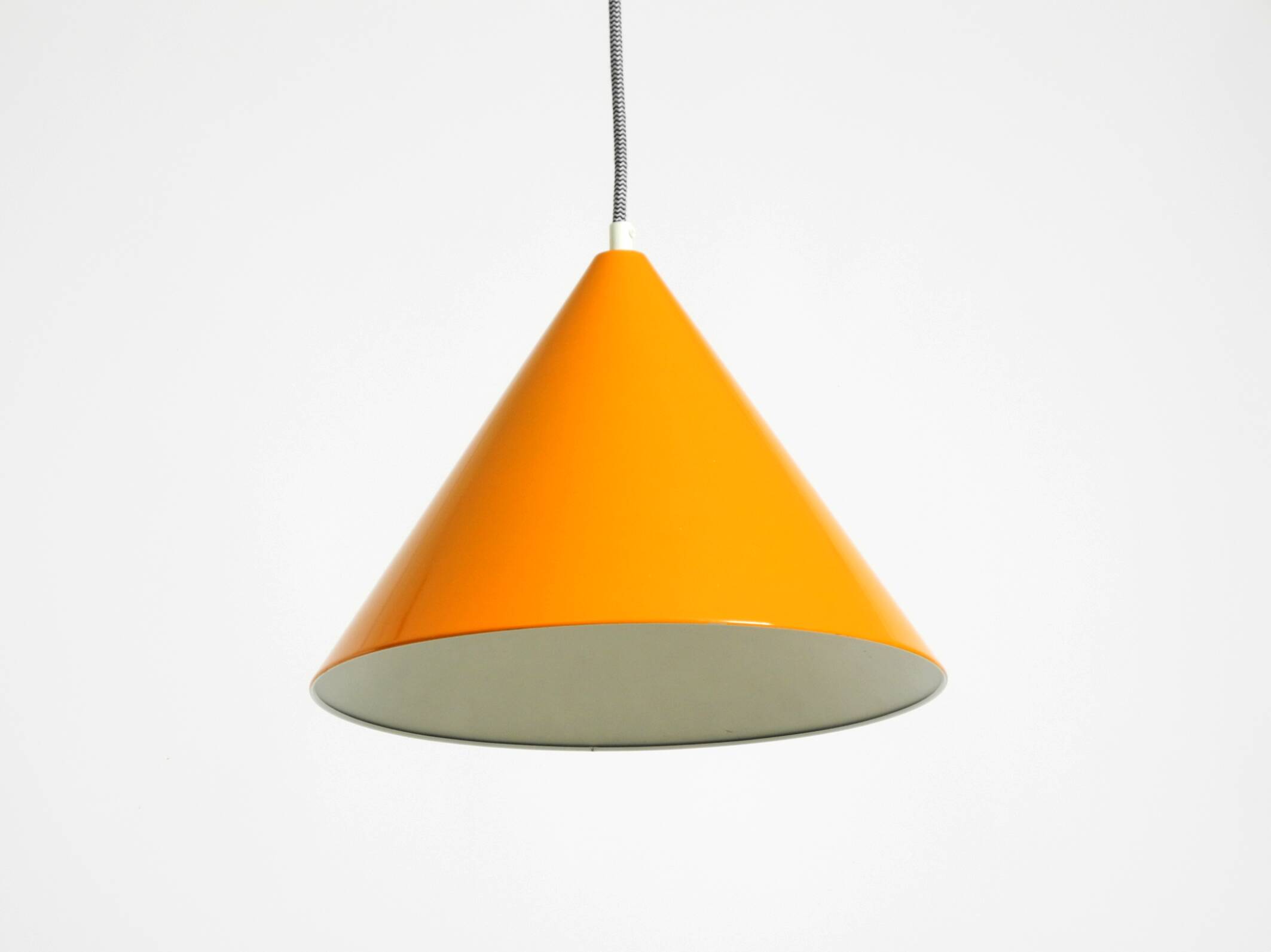 Original 1970s orange metal pendant lamp by Louis Poulsen model Billiard