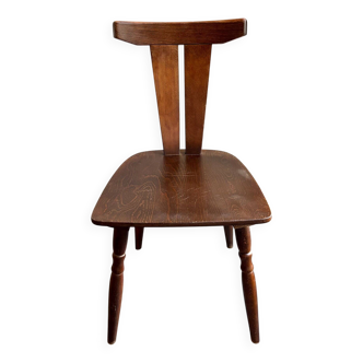 Chaise brutaliste en bois foncé