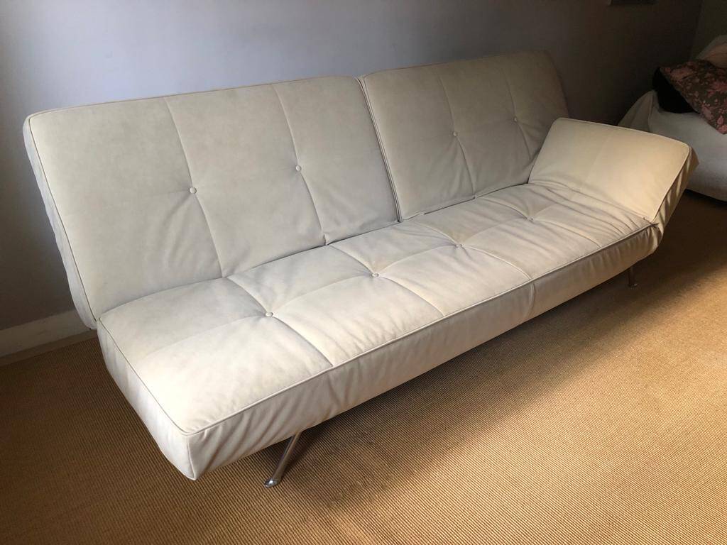 Cinna Smala 4 seater convertible sofa in beige alcantara