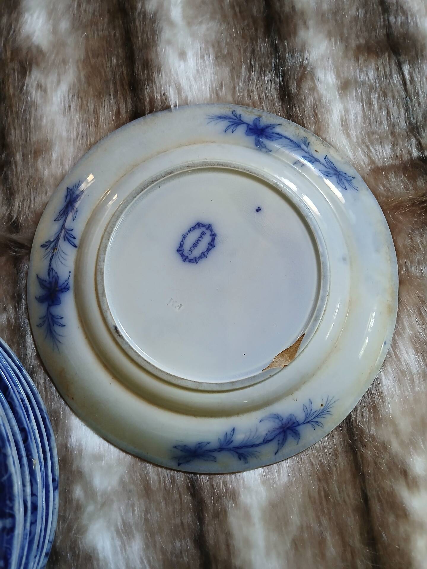 8 very old flat plates made of ironstone