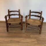 2 mulched armchairs in turned wood