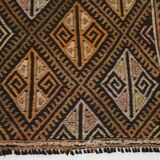5x7 Brown Color Kilim Rug, Orientel Turkish Kilim, 153x202Cm