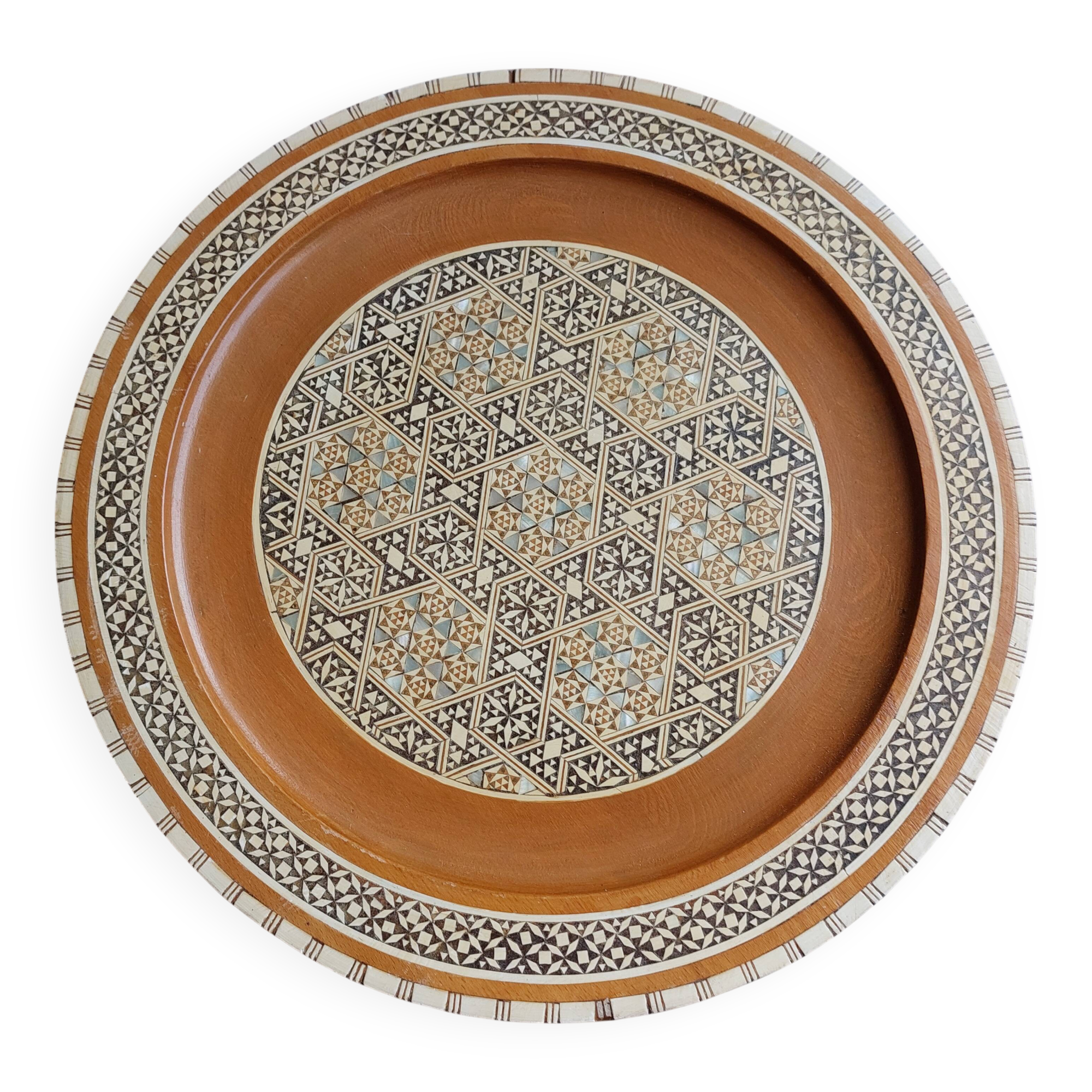 Egyptian tray solid wood marquetry inlaid with mother-of-pearl