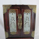 Chinese wooden jewelry box adorned with jade plates