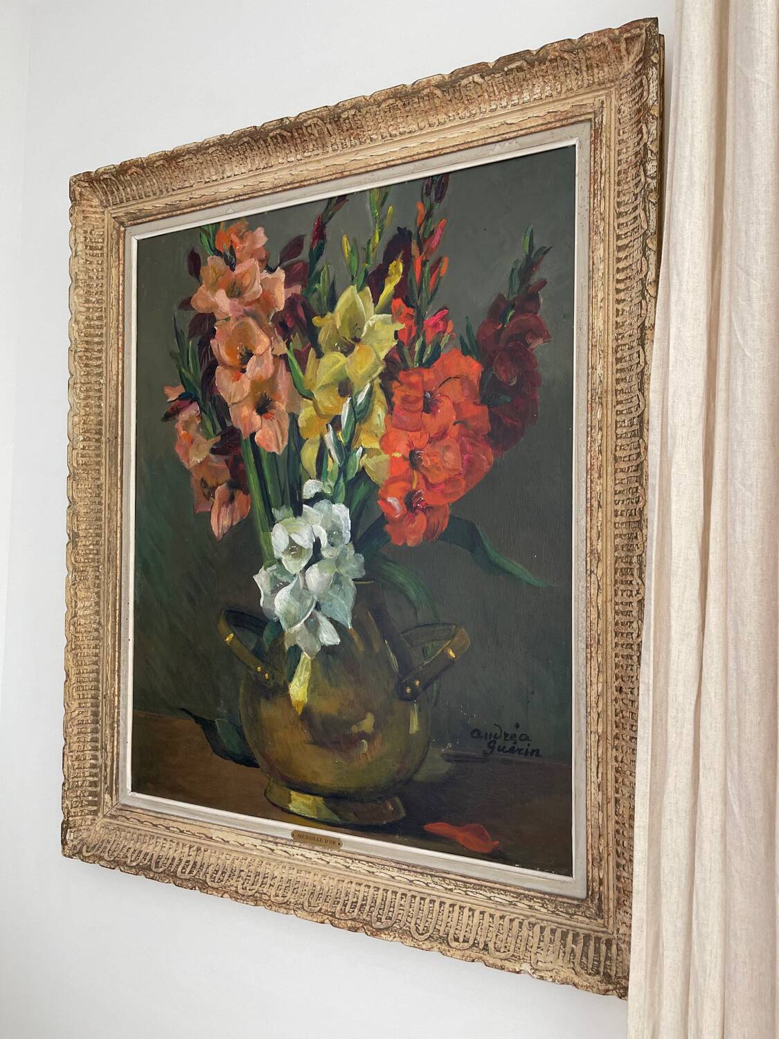 Wooden table signed gold medal