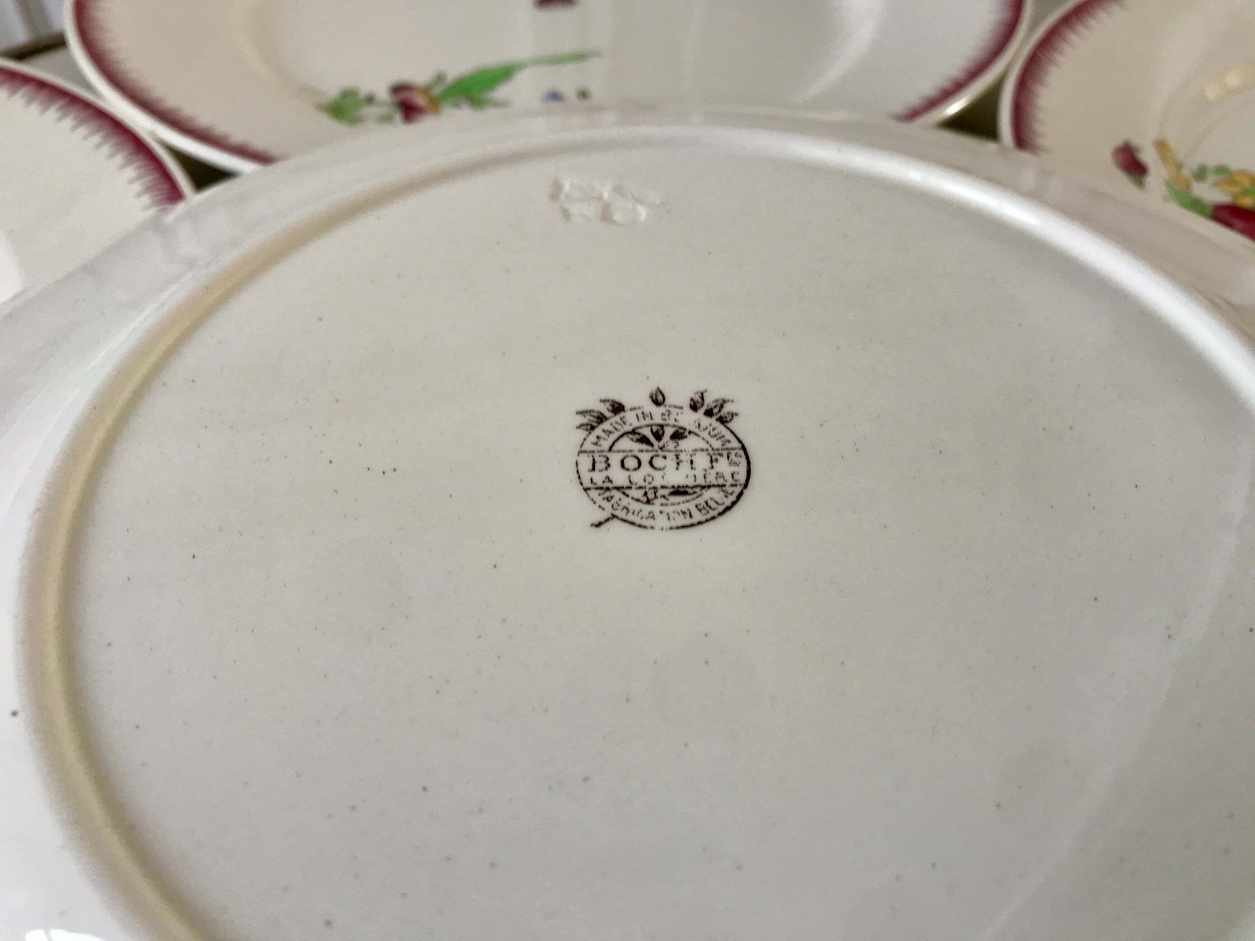 lot de 6 grandes assiettes plates Villeroy & Boch La Louvière fabrication belge en Terre de Fer débu