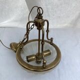 Vintage suspension in gilded brass and pressed glass