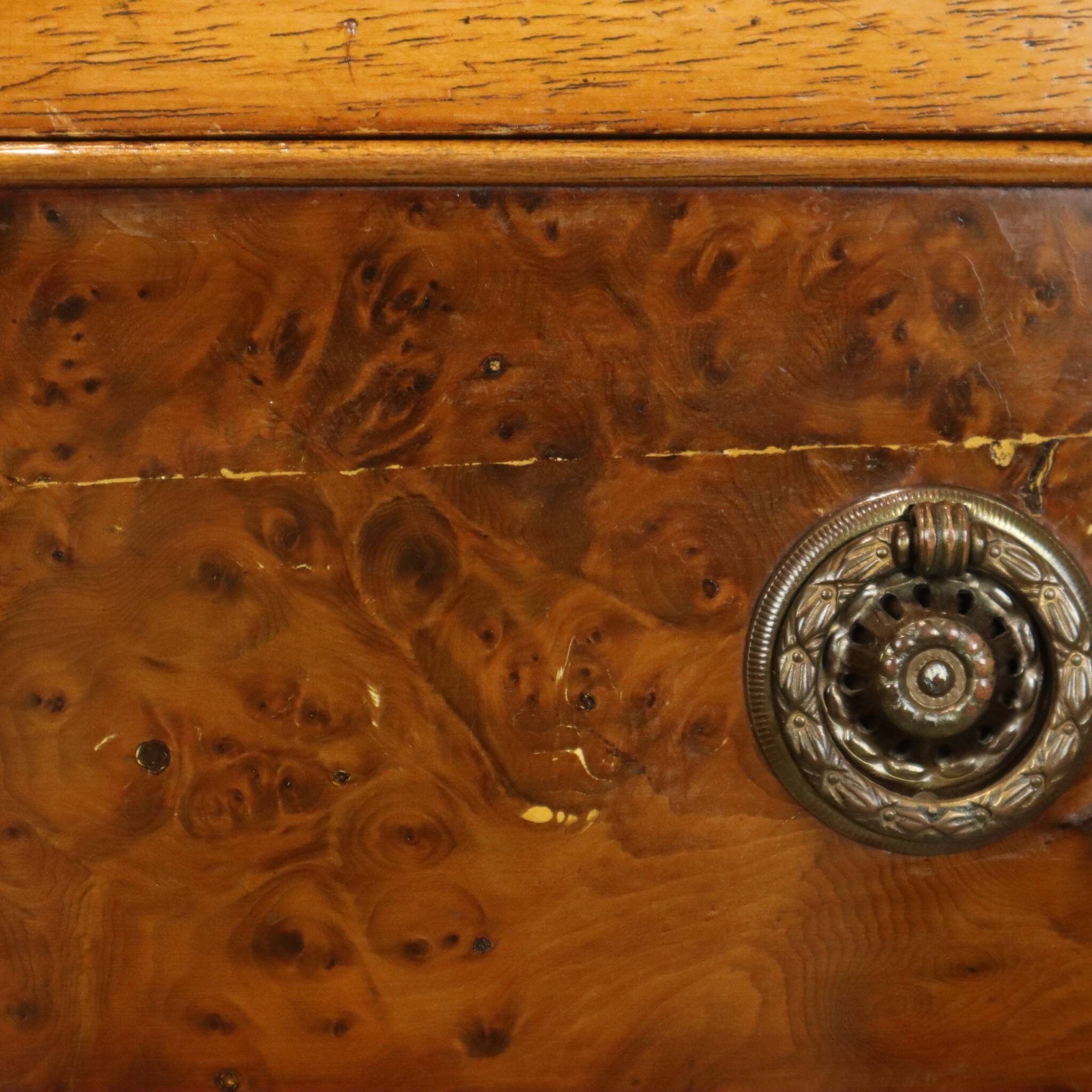 Vintage Chest of Drawers Burton Reproductions Burl Wood Veneer 116cm