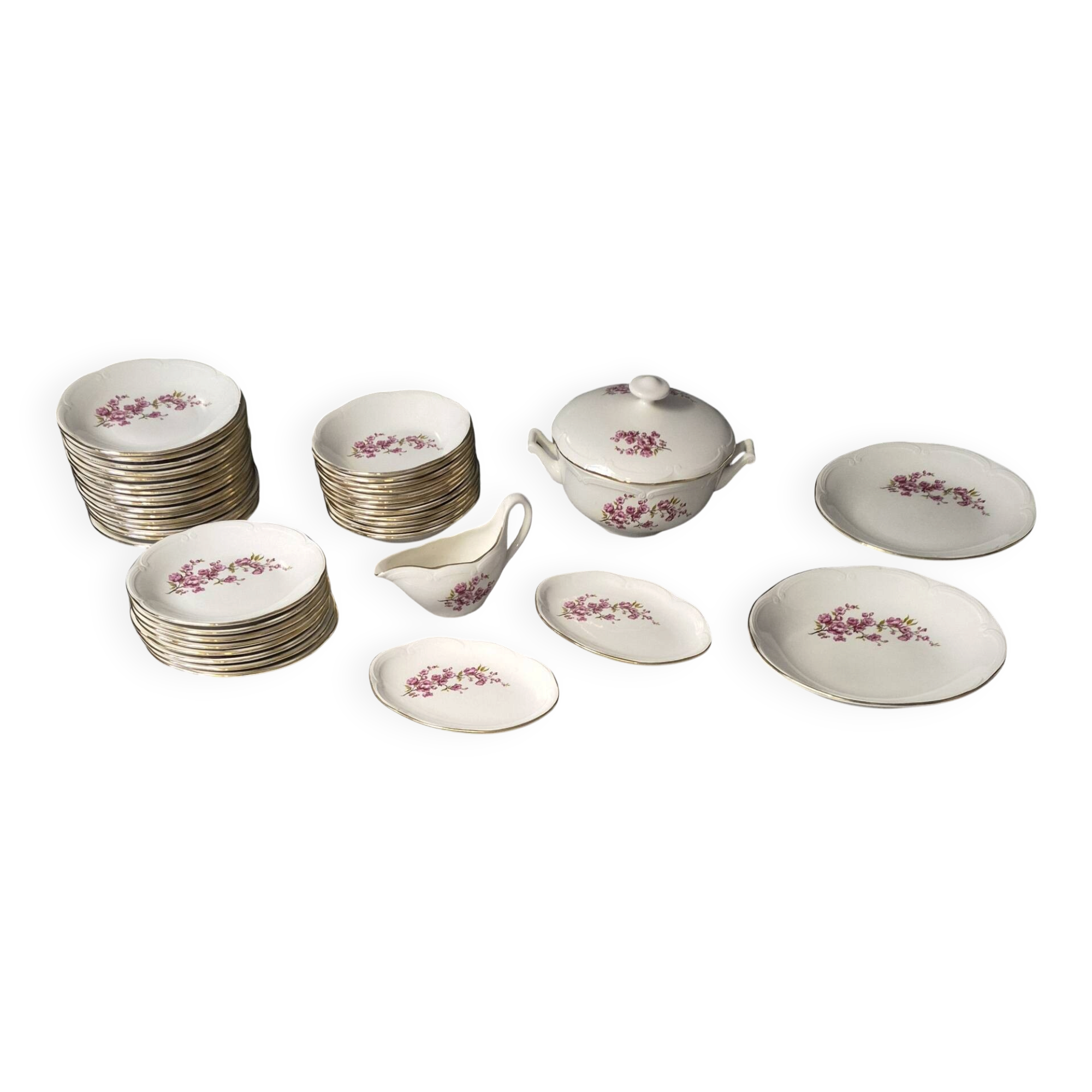 Gien France Peach Blossom dinnerware set