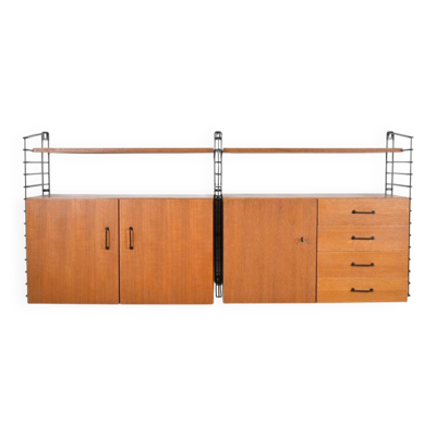 Système de rangement Musterring Tomado Teck années 1960 Étagère murale Vintage