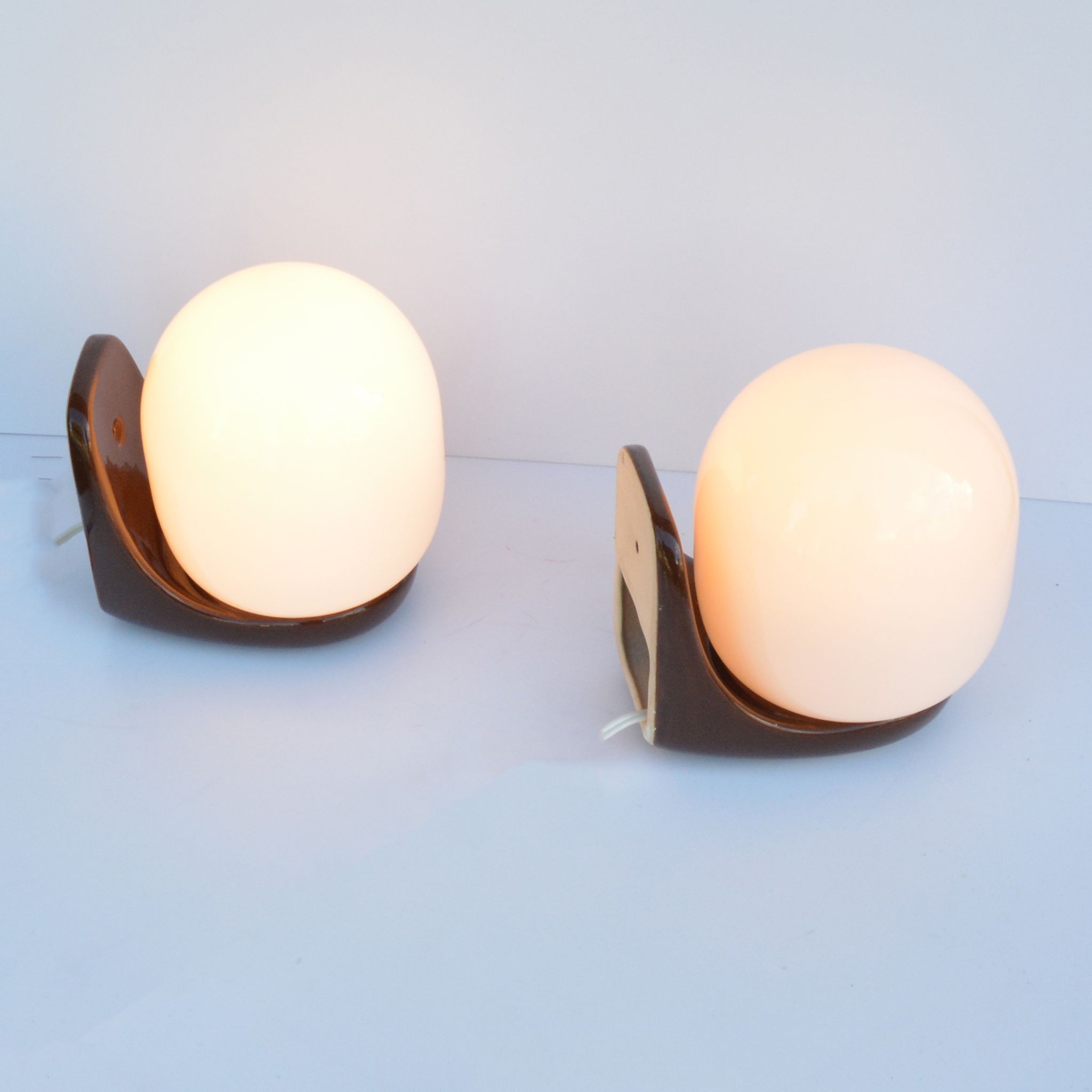 Pair of wall lamps, type Ł-1, designed by K. Łaszkiewicz, W. Kościan, Poland, 1980s