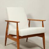White curly armchair Scandinavian design by H. Lis 1970