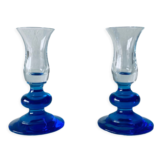 Pair of glass candle holders