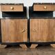 Paire de chevets Art Deco noir et bois