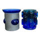 Duo of Art Deco candlesticks in blue glass paste