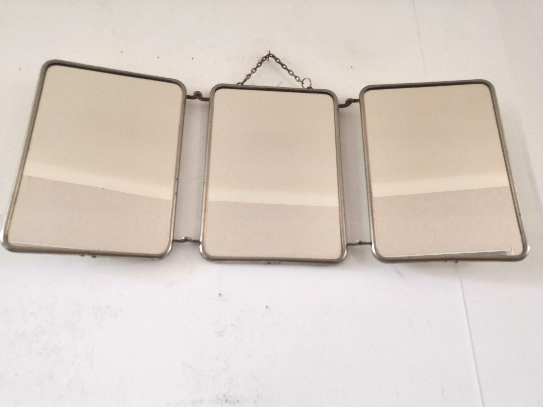 Miroir triptyque de barbier design années 50/60