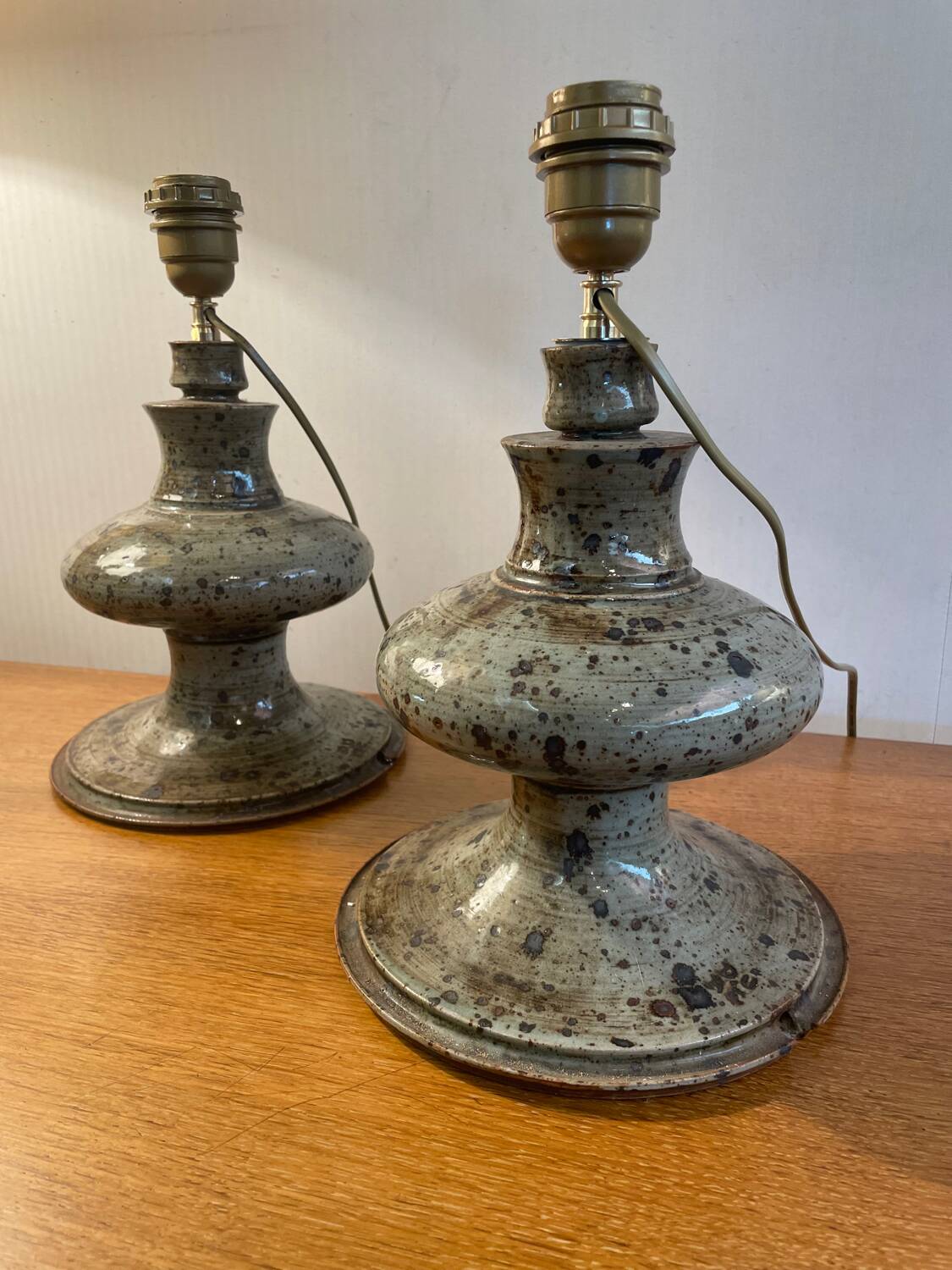 Pair of vintage 1970s stoneware lamps