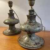 Pair of vintage 1970s stoneware lamps