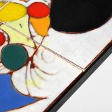 Mid Century Italian Modern Iron Table with Tiled Top and Abstract Motif