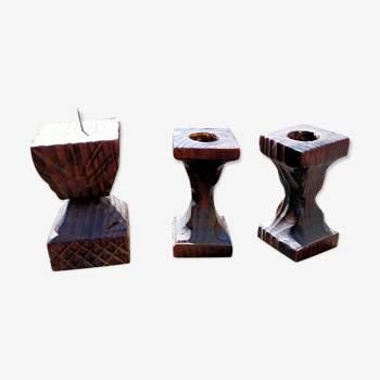 Wooden Brutalist candle holders
