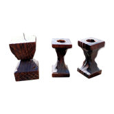 Wooden Brutalist candle holders
