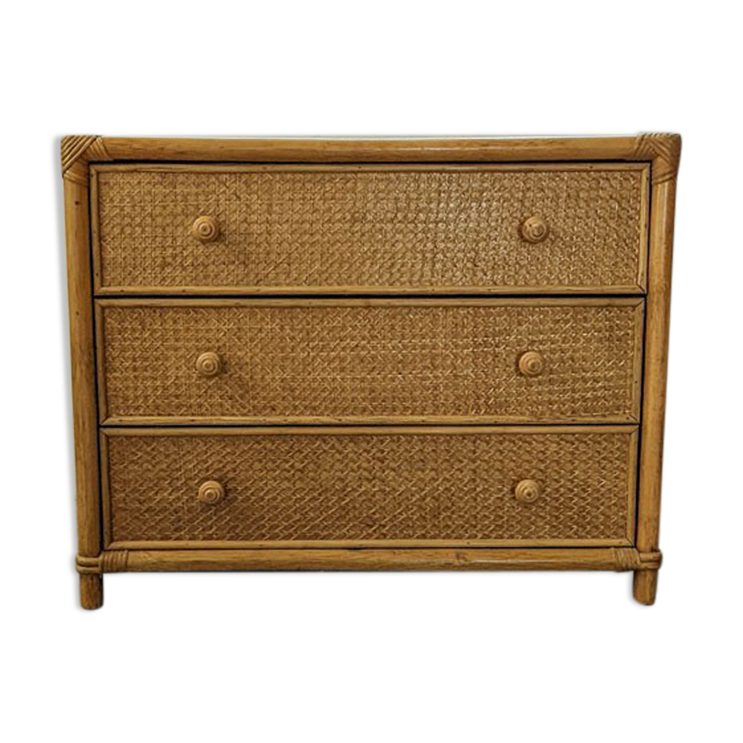 Commode rotin et cannage