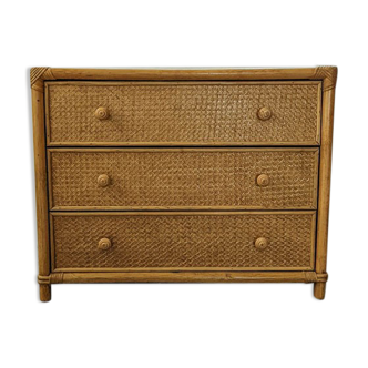 Commode rotin et cannage